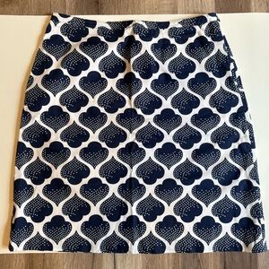Boden 100% Cotton Blue Patterned Straight Pencil Skirt Preppy Size 8